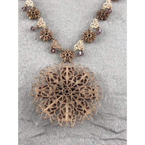 Vintage Liz Palacios Rose Gold Swarovski Crystal Necklace - Picture 2 of 3